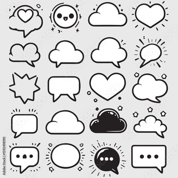 Fototapeta Speech bubble set of different style design template vector with white baground