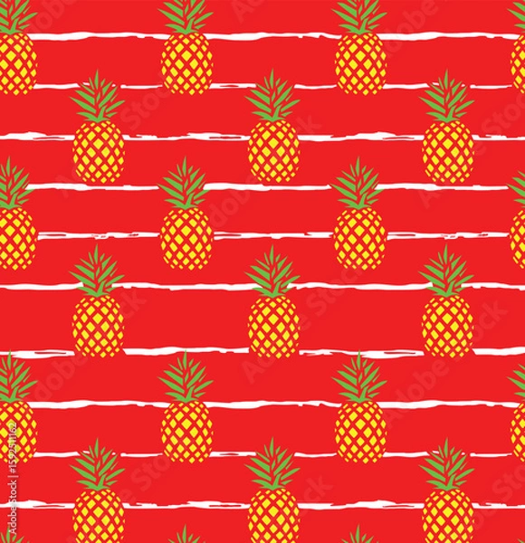 Fototapeta Pineapple seamless pattern vector design allover for kids were t-shirt, pineapple vector repeat art, pineapple with stripe allover vector design.