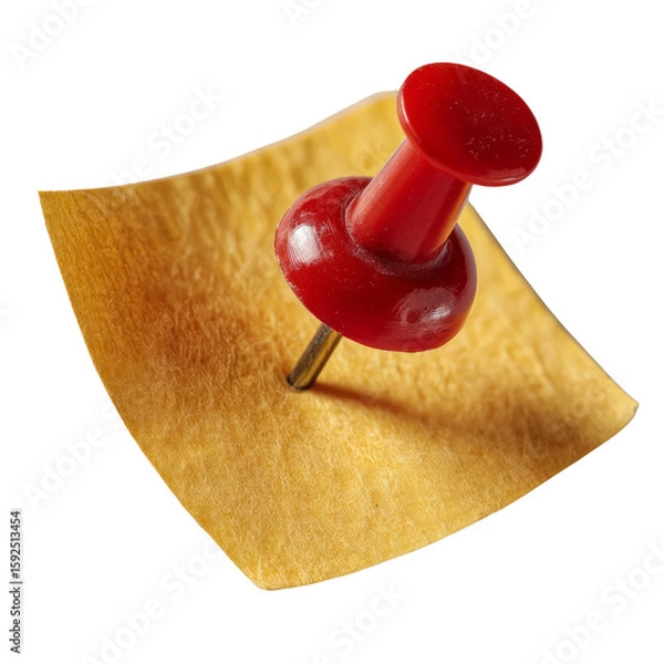 Fototapeta Transparent push pin holding note office space close-up image minimalistic background creative concept