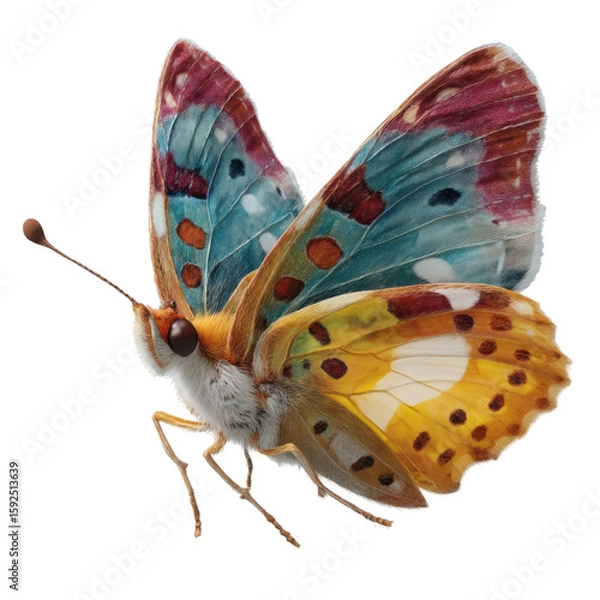 Fototapeta Transparent butterfly displaying vibrant colors in nature close-up view artistic presentation
