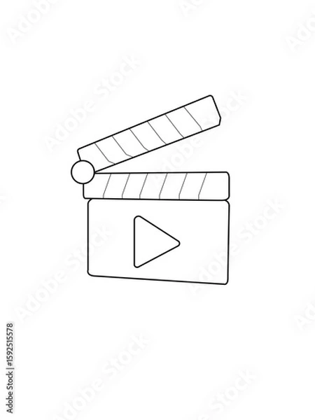 Obraz Movie clapperboard illustration in black and white representing cinema, filmmaking and video production themes for creatives.