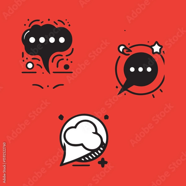 Fototapeta Flat style speech bubble collection dialog baloons in differents shapes