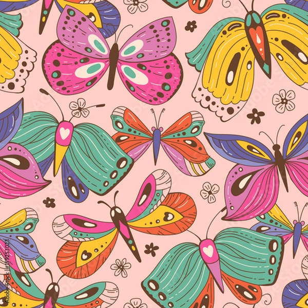 Fototapeta Seamless pattern with butterflies