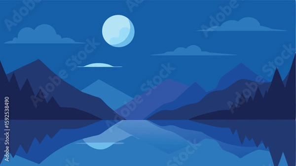 Obraz night landscape with mountains and clouds
