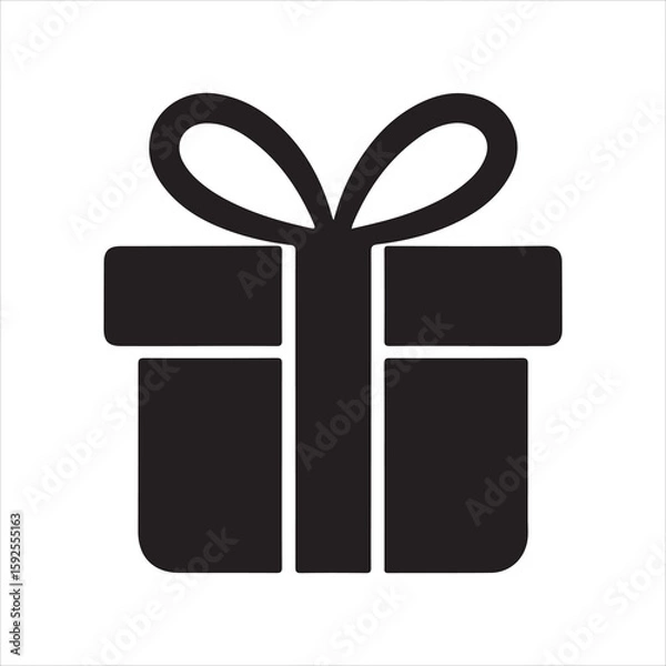 Fototapeta Gift Box Icon – Solid Black Present Vector with Bow