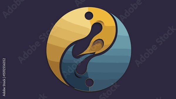 Obraz Stylized yin-yang symbol with modern design and contrasting colors