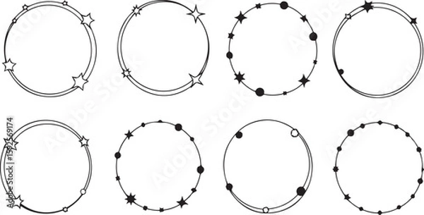 Obraz  Elegant Decorative Circle Frames with Stars & Dots