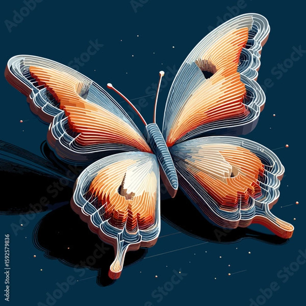 Obraz Stylized butterfly illustration with intricate lines and vibrant colors