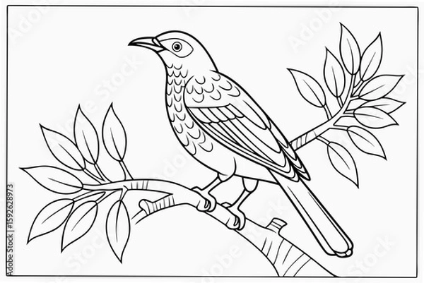 Obraz coloring page line art the bowerbird black vector