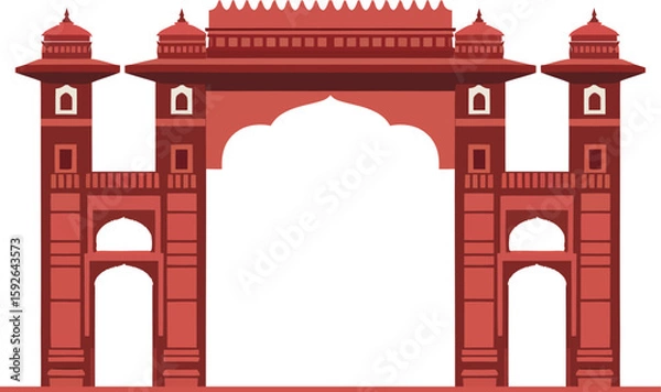 Obraz Vector art of an ancient indian gate isolated on white background stands tall