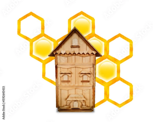 Obraz beehive and honeycomb isolated on white background