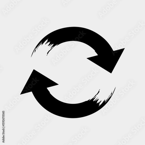 Fototapeta Circular Arrows Symbolizing Renewal and Cycle: This image shows a simple yet compelling icon of two arrows in a circular formation, representing the concepts of renewal, cycle, and process.