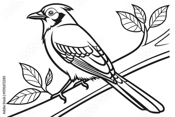 Obraz coloring page line art the jay bird black vector