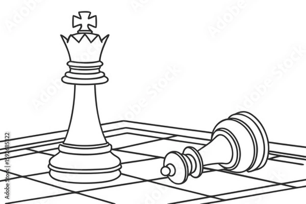 Fototapeta coloring page line art the rook black vector