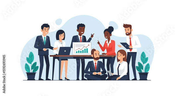 Fototapeta Diverse business team collaborating on a project, perfect for website banners or company brochures.