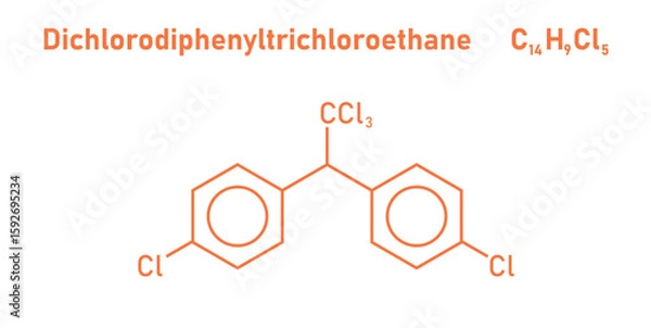 Fototapeta chemical structure of Dichlorodiphenyltrichloroethane DDT.