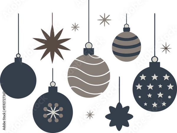 Obraz A captivating display of various christmas ornaments featuring a festive collection of decorative holiday baubles