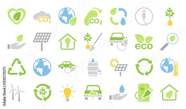 Obraz A set of environment ecology themed icons
