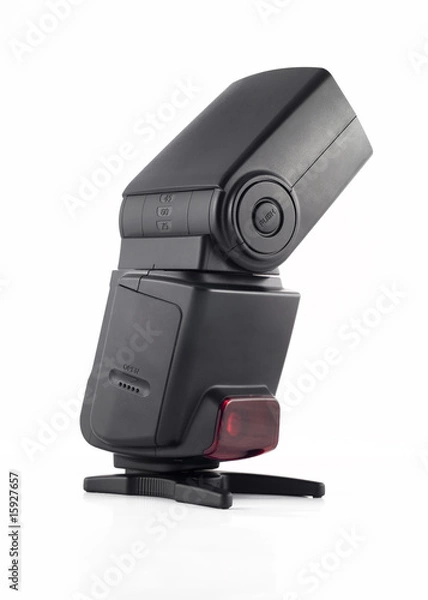 Fototapeta Professional flash unit for digital camera isolated