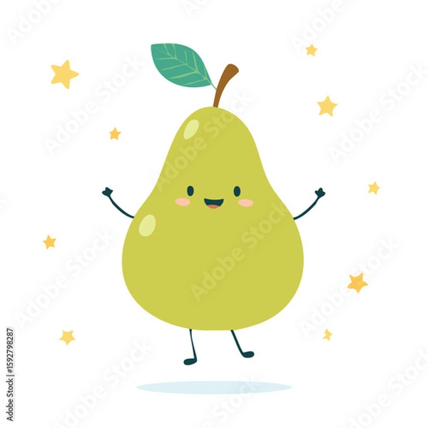 Fototapeta Cute phantom pear floating flat vector