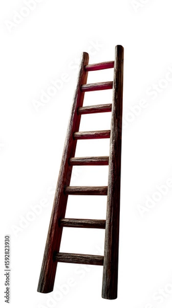 Fototapeta A ladder reaching up to the moon, isolated on transparent background