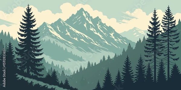 Fototapeta mountain landscape with trees