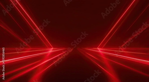 Obraz Abstract red neon lines on dark background
