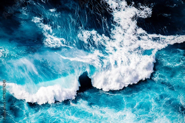 Fototapeta abstract aerial view background of blue waves