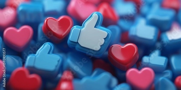 Fototapeta Set of small emojis from social media sites, including Facebook's 'like' and Twitter's 'retweet'.