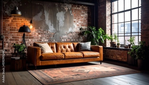 Fototapeta Rustic living room interior