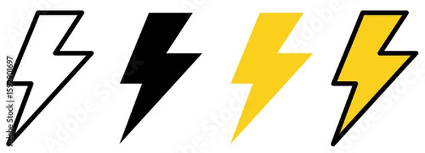 Obraz 落雷アイコン。シンプルな電気エネルギーパワーアイコン。雷・稲妻のアイコンシンボル01