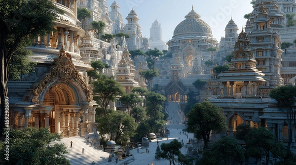 Obraz 白亜に輝く聖都の壮麗な眺め