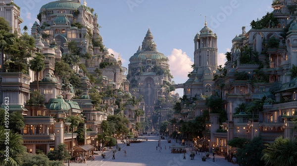 Obraz 植物と建築が融合する夢の都
