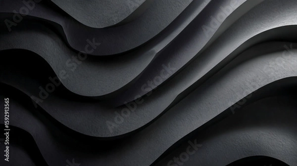 Fototapeta Abstract Black and Grey Wavy Line Pattern Background with Subtle Gradient Texture and Modern Minimalist Design