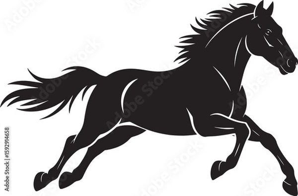 Obraz Black Horse Silhouette Running Vector Art