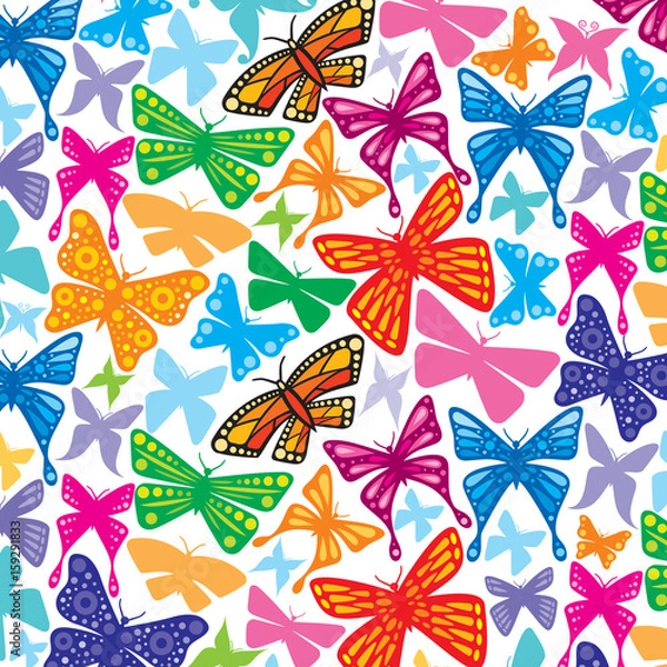 Fototapeta background pattern with butterflies icons