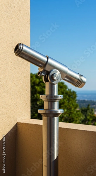 Obraz Public Sightseeing Scope Overlooking Verdant Landscape Vista