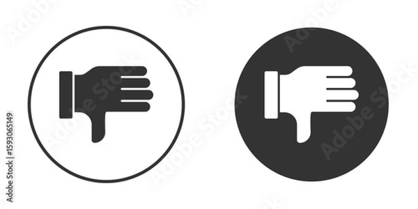 Fototapeta Thumb down icon. Black filled vector illustration. vector logo template