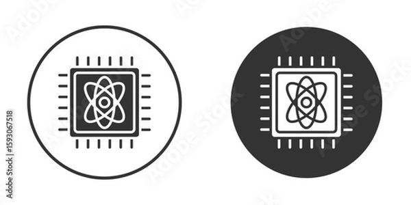 Obraz Quantum computing icon. Black filled vector illustration. vector logo template