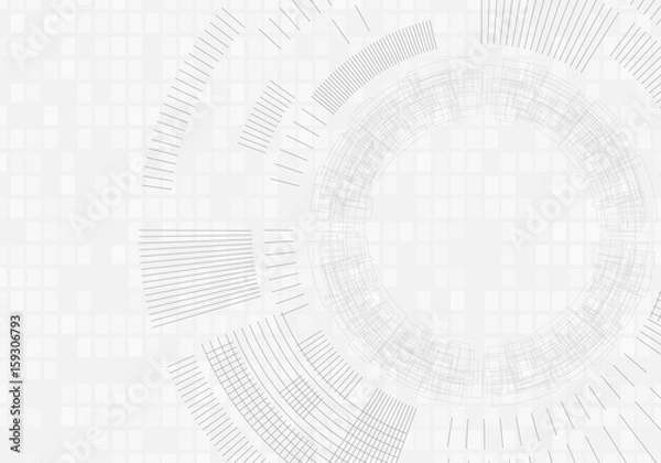 Obraz Technology background with lines circles image light gray. Vector.