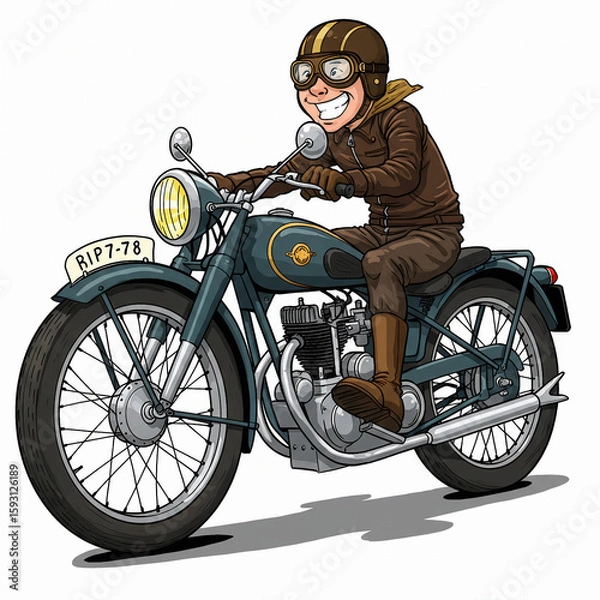 Obraz young man riding a motorcycle
