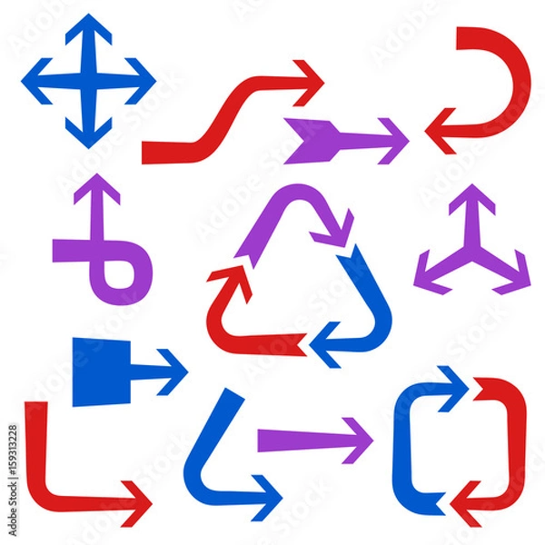 Fototapeta Arrow sign set. Isolated on white background. Vector illustration.