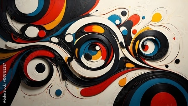 Fototapeta Abstract art design colorful swirls and circles modern art wallpaper background image