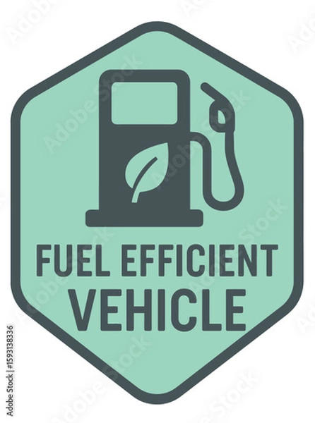 Fototapeta A fuel-efficient vehicle logo symbolizes eco-consciousness, green energy, and sustainable transportation choices. Modern flat vector sticker label with icon and badge style, transparent background