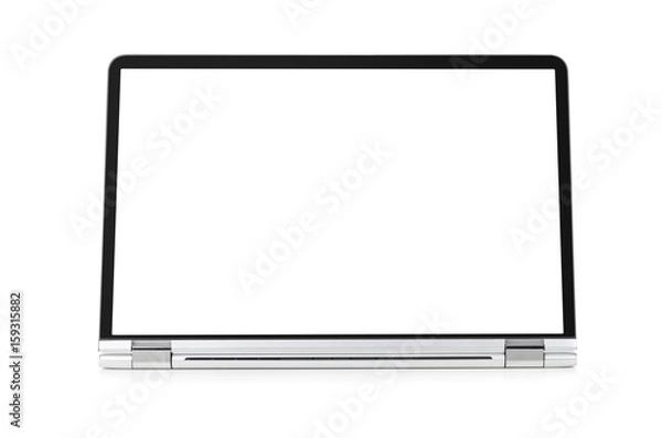 Fototapeta Convertible laptop computer with blank screen isolated on white background