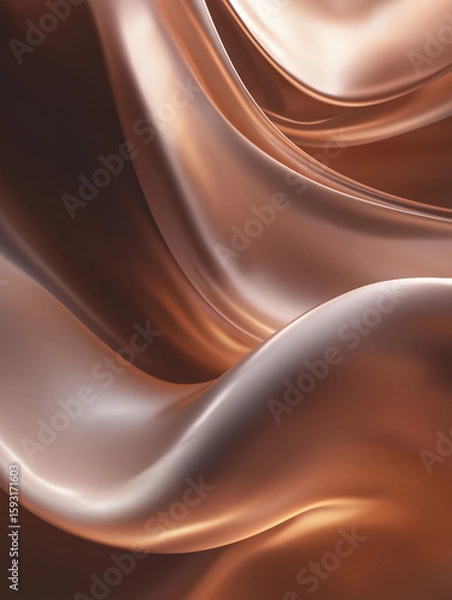 Fototapeta Smooth curves in mocha mousse tones flowing like waves with soft light and organic texture Generative AI