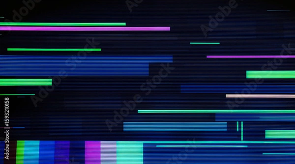 Obraz Blue tv screen digital glitch background texture with horizontal lines