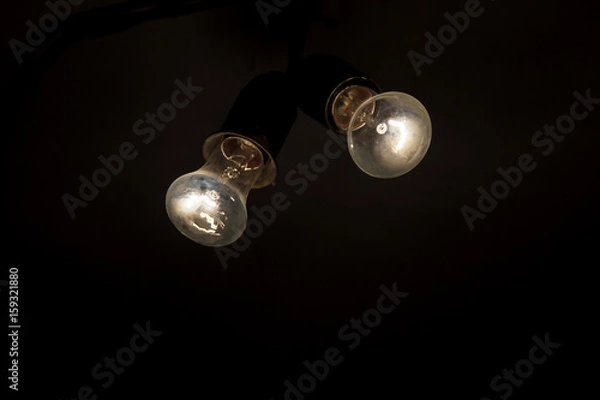 Obraz Two retro light bulb in the dark . New ideas
