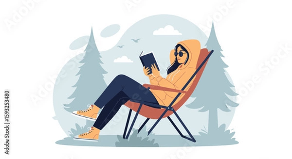Fototapeta Leisurely Reading In Nature A Moment Of Tranquility And Relaxation