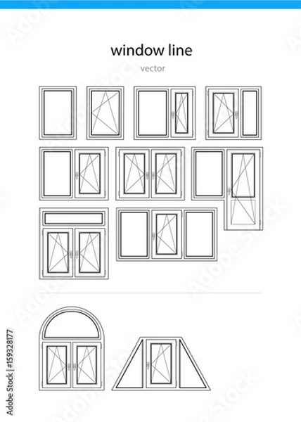 Fototapeta Set icon window line vector